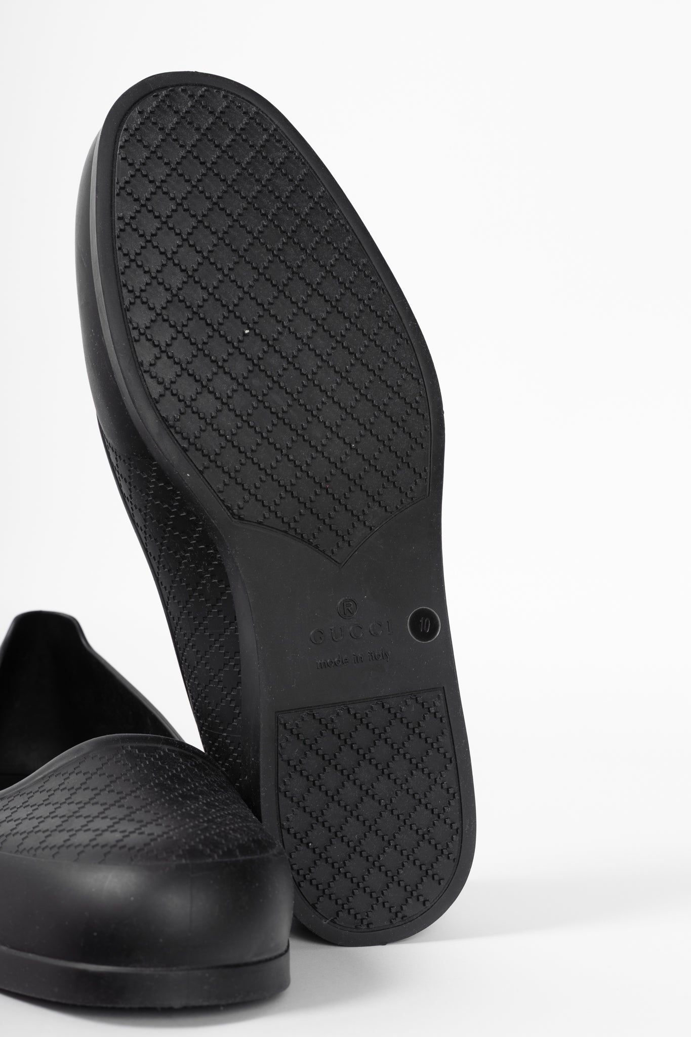 Gucci Black Cover Diamante Pattern Rubber Overshoes