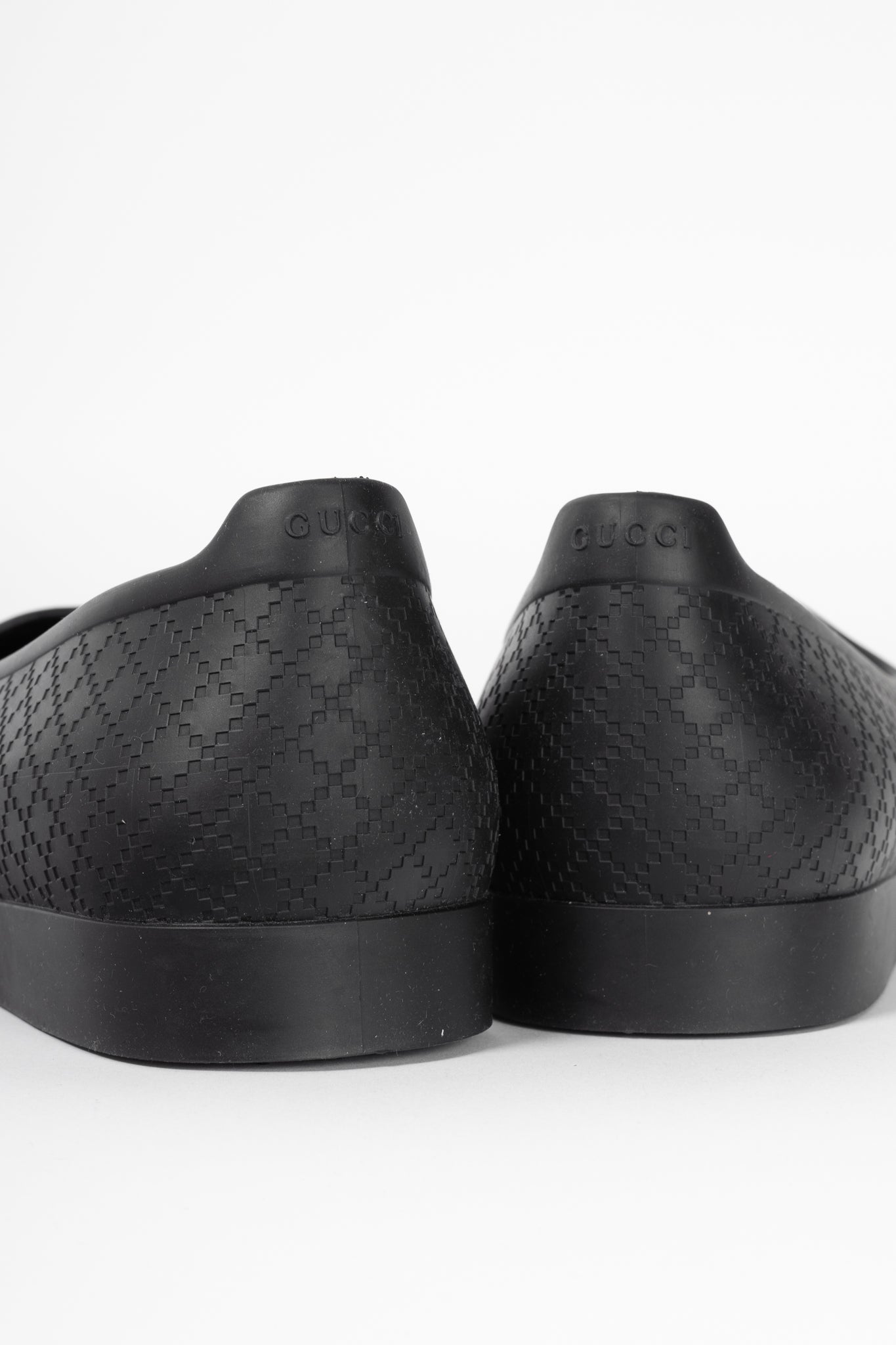 Gucci Black Cover Diamante Pattern Rubber Overshoes