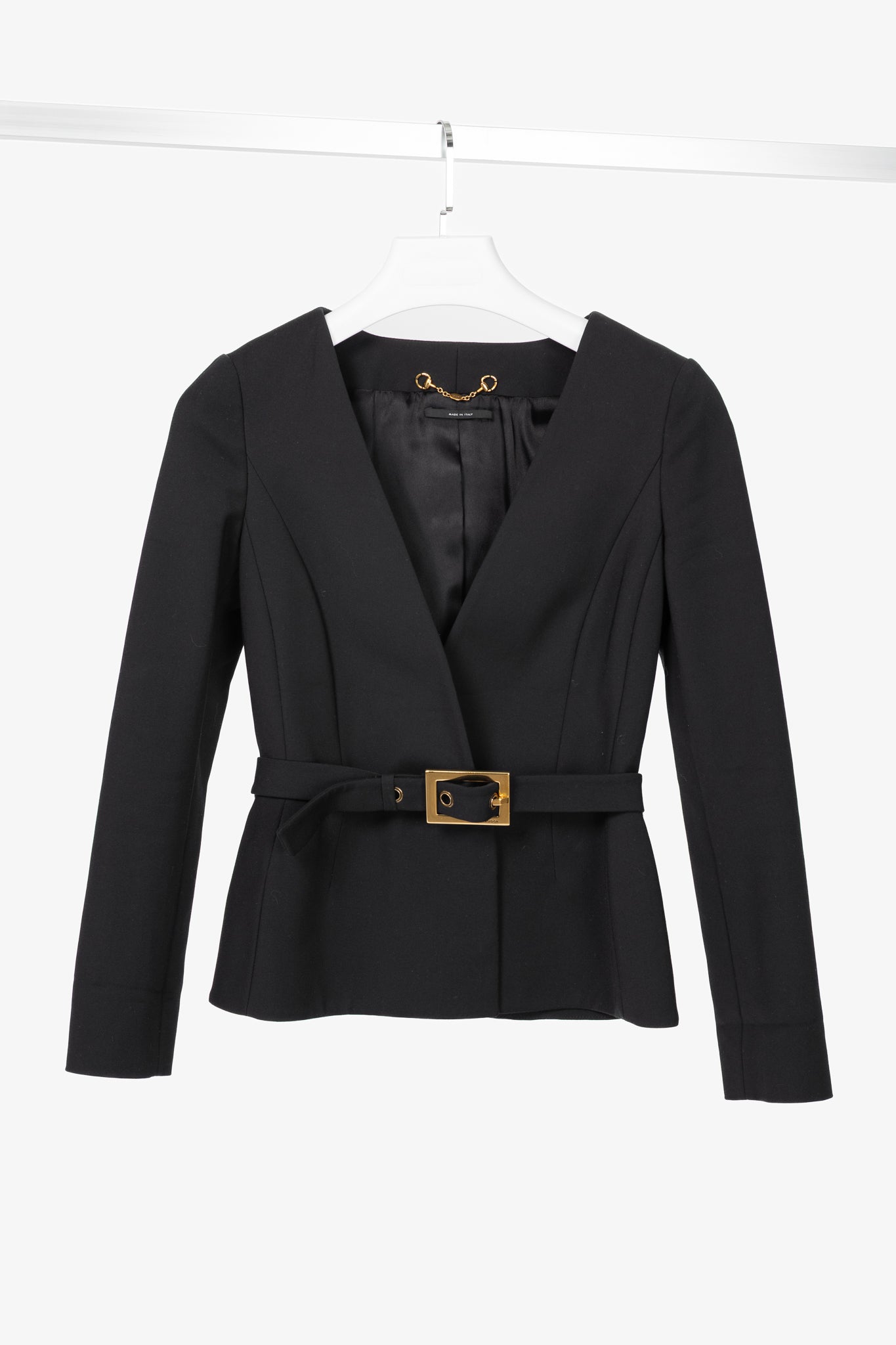 Gucci PF13 Black Cotton-Blend Belted Jacket