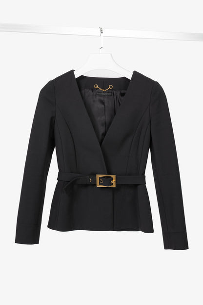 Gucci PF13 Black Cotton-Blend Belted Jacket