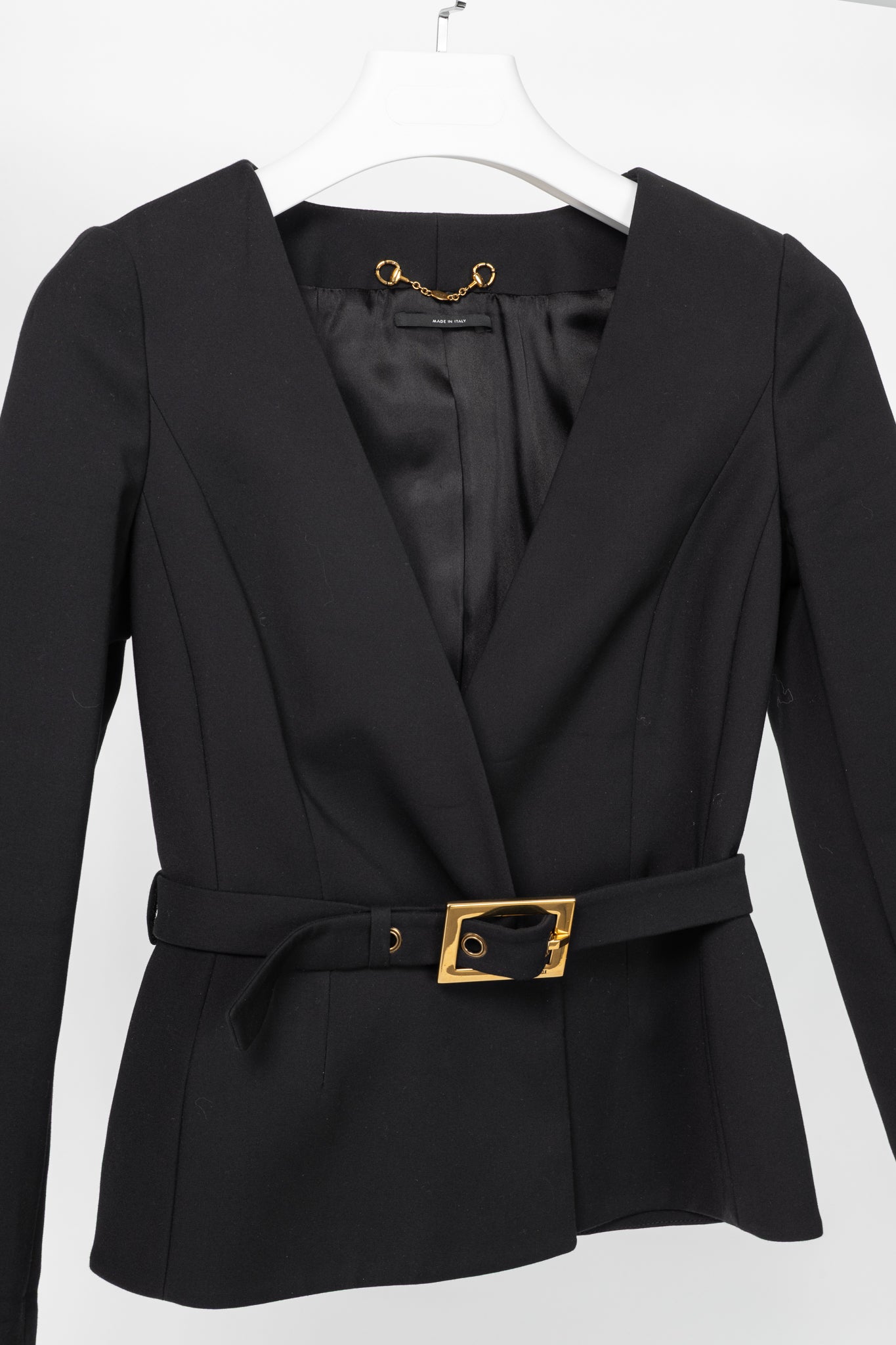 Gucci PF13 Black Cotton-Blend Belted Jacket