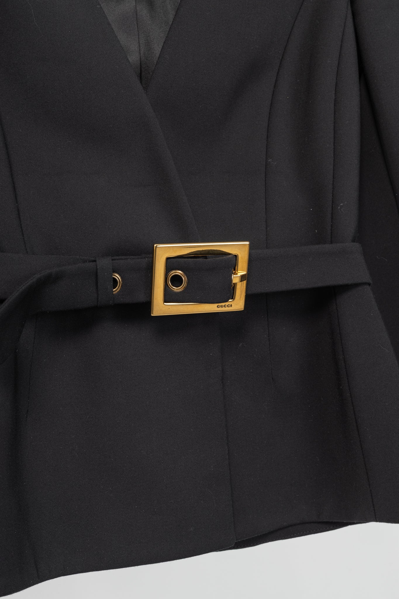 Gucci PF13 Black Cotton-Blend Belted Jacket