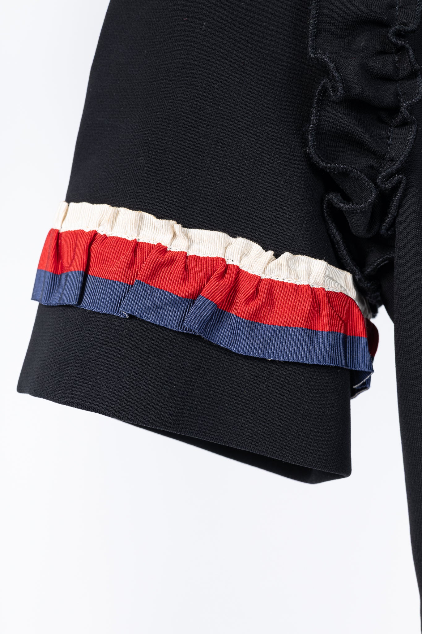 Gucci Black Sylvie-Web Ruffle-Detail Short Dress