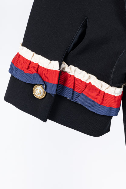 Gucci Black Sylvie-Web Ruffle-Detail Short Dress