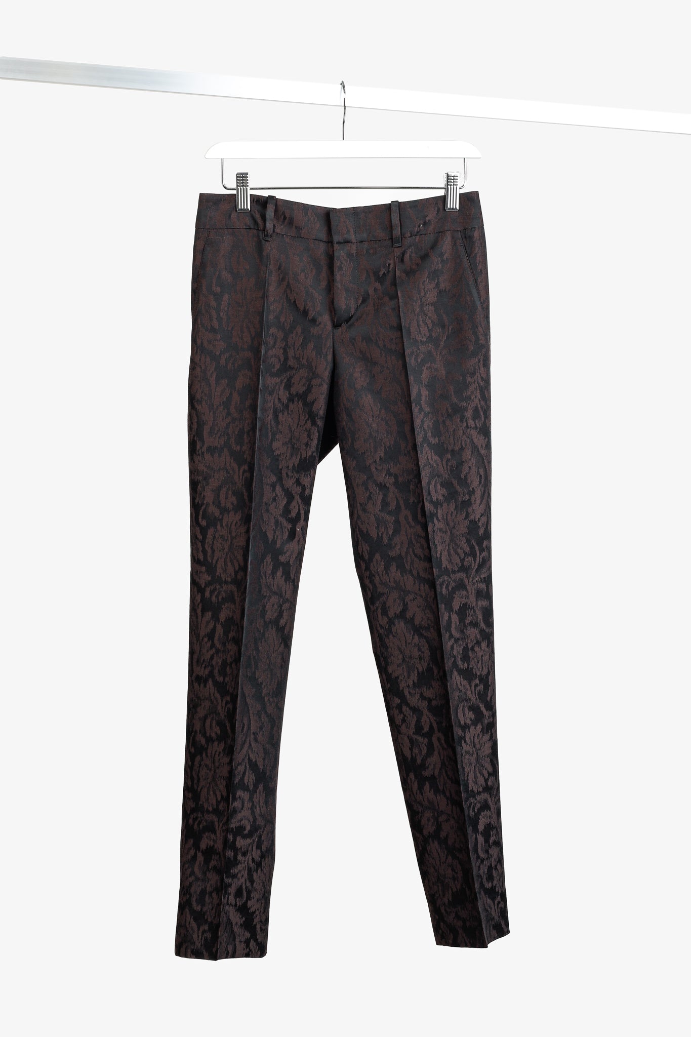 Gucci AW/12 Burgundy Floral-Jacquard Holiday Pants