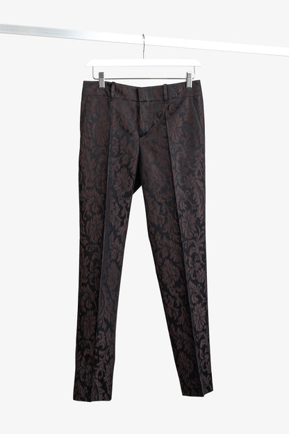 Gucci AW/12 Burgundy Floral-Jacquard Holiday Pants