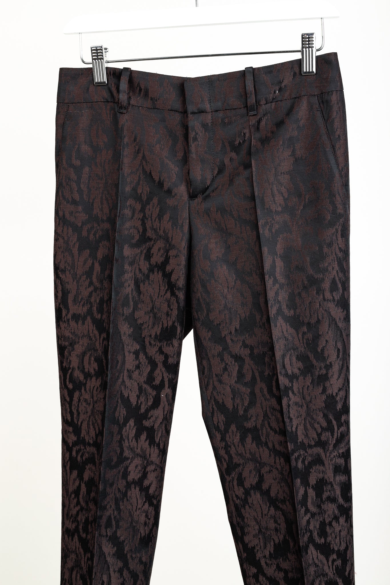 Gucci AW/12 Burgundy Floral-Jacquard Holiday Pants
