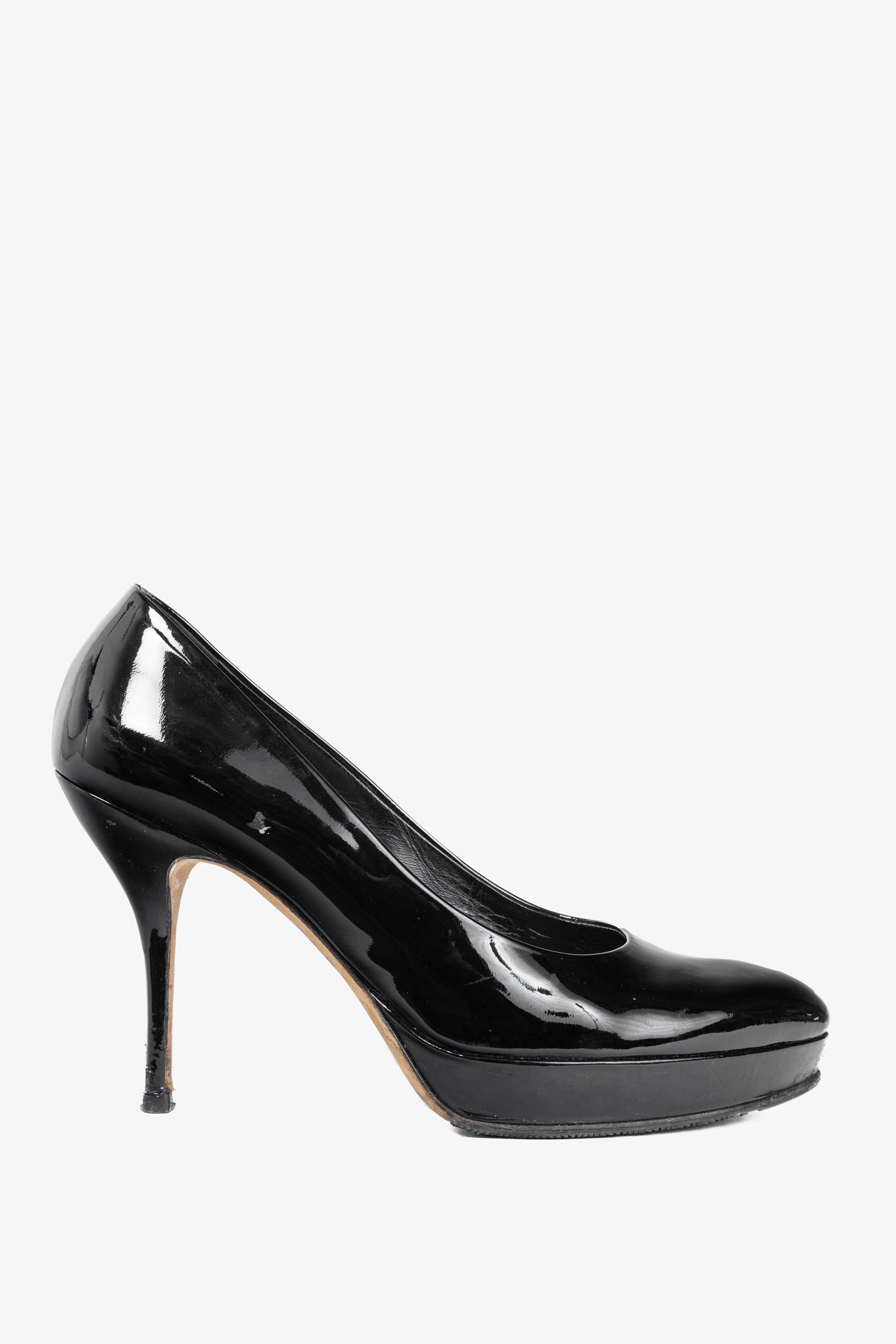 Gucci Black Patent-Leather Platform Pumps