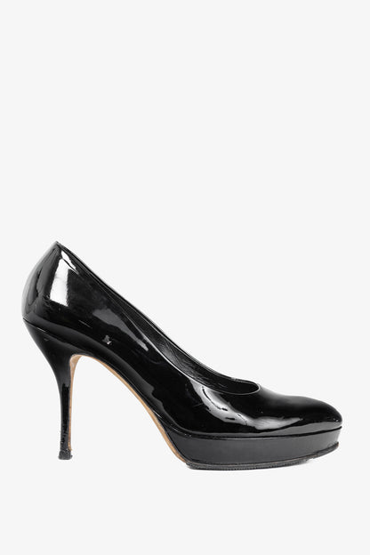 Gucci Black Patent-Leather Platform Pumps