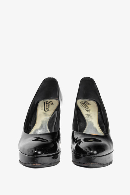 Gucci Black Patent-Leather Platform Pumps