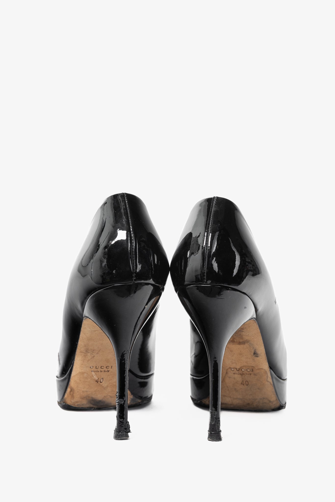 Gucci Black Patent-Leather Platform Pumps