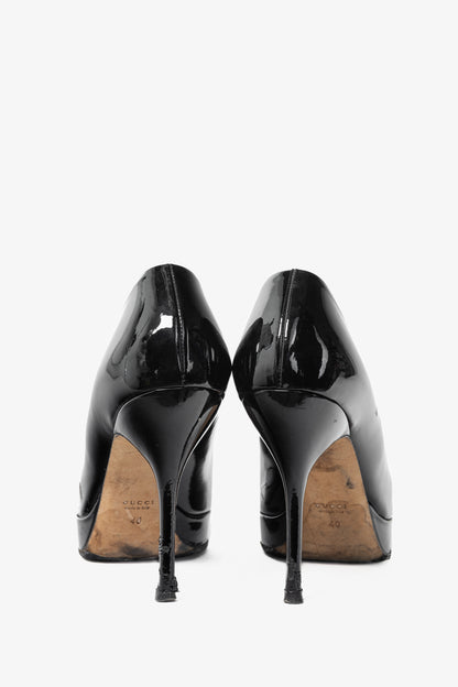 Gucci Black Patent-Leather Platform Pumps