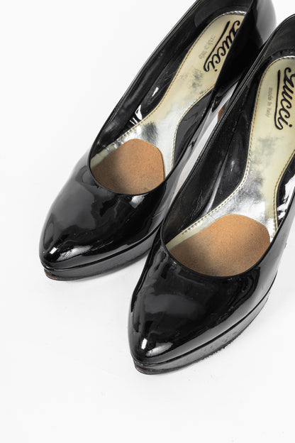 Gucci Black Patent-Leather Platform Pumps