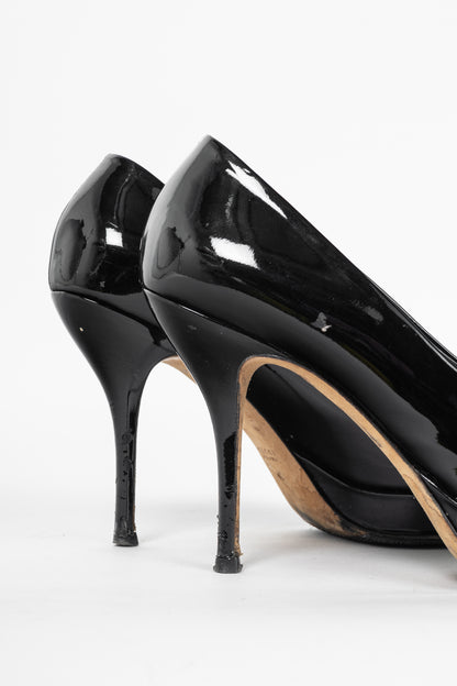 Gucci Black Patent-Leather Platform Pumps
