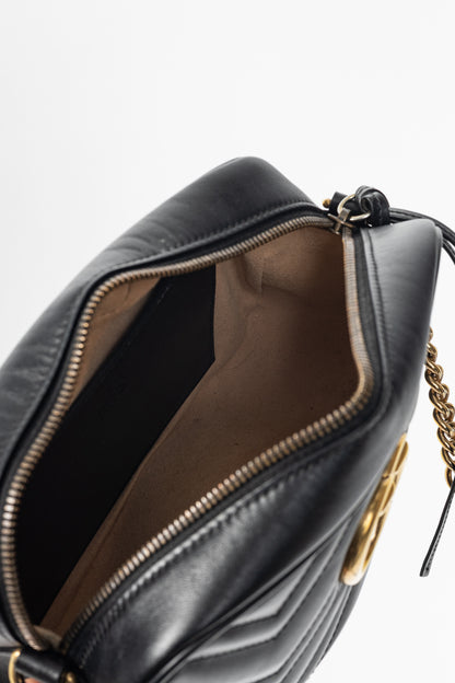 Gucci GG Marmont Small Black Matelassé Shoulder Bag