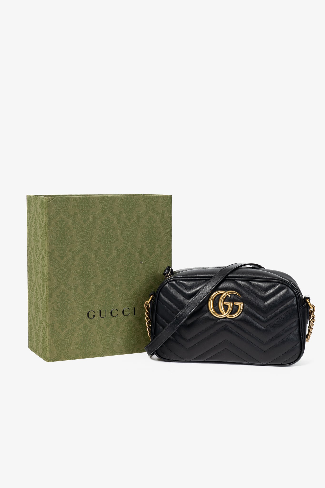 Gucci GG Marmont Small Black Matelassé Shoulder Bag