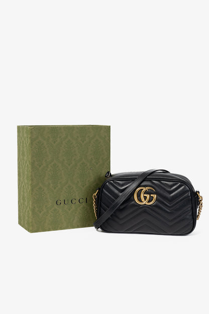 Gucci GG Marmont Small Black Matelassé Shoulder Bag