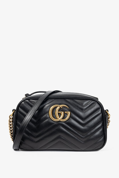 Gucci GG Marmont Small Black Matelassé Shoulder Bag