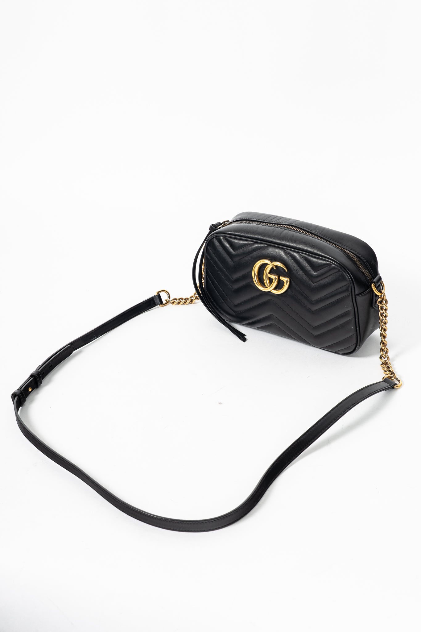 Gucci GG Marmont Small Black Matelassé Shoulder Bag