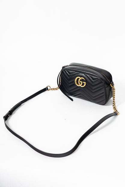 Gucci GG Marmont Small Black Matelassé Shoulder Bag