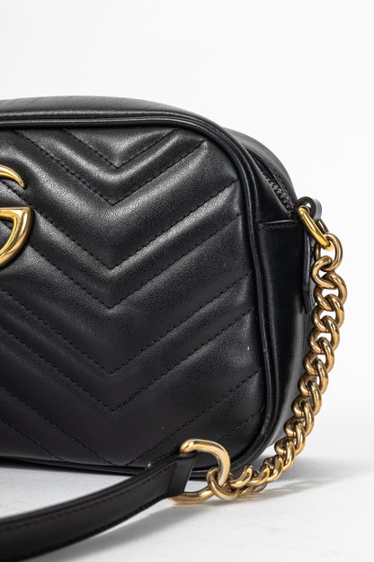 Gucci GG Marmont Small Black Matelassé Shoulder Bag