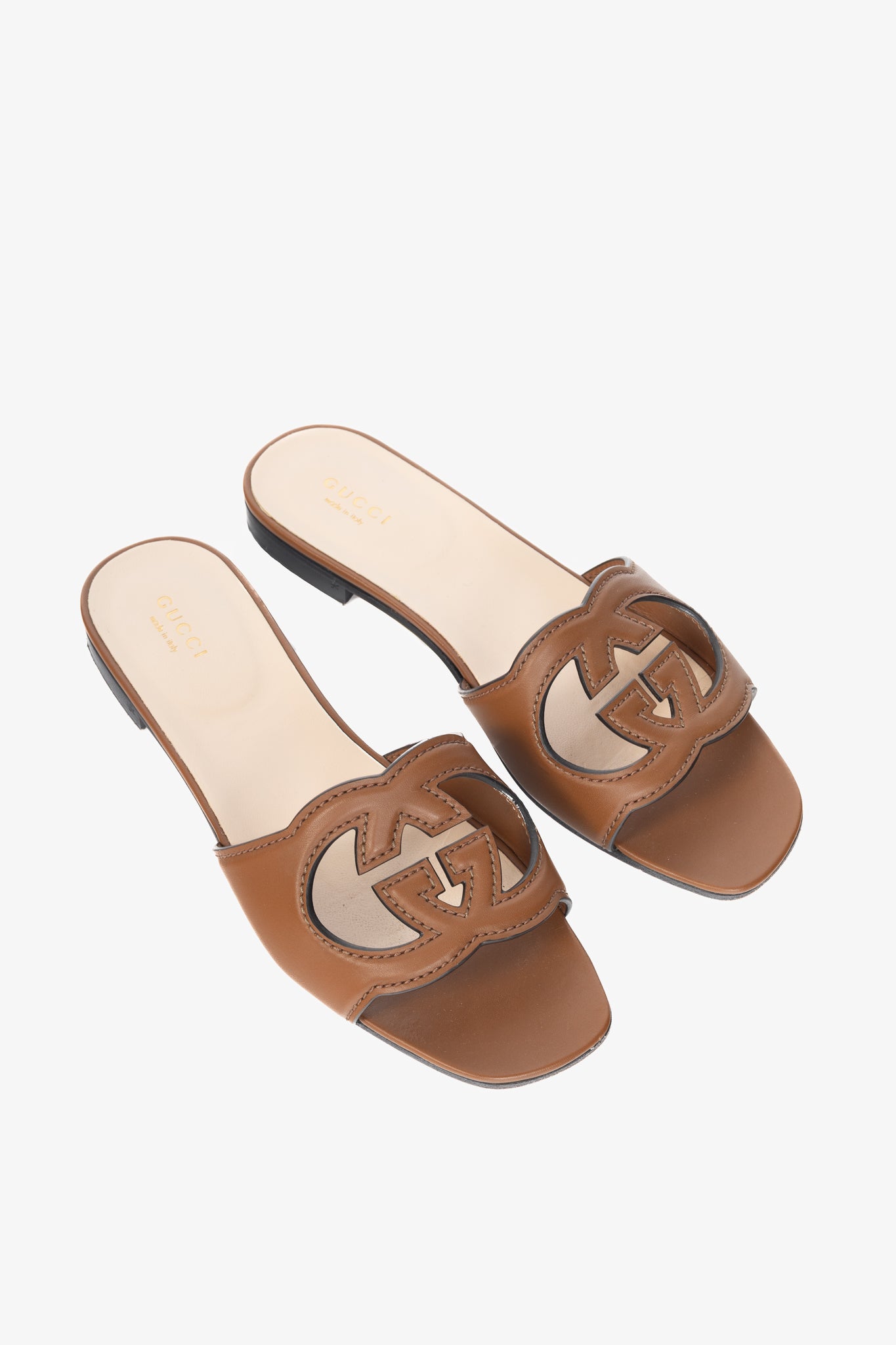 Gucci Brown Cosmos Softy GG-Cutout Slide Sandals