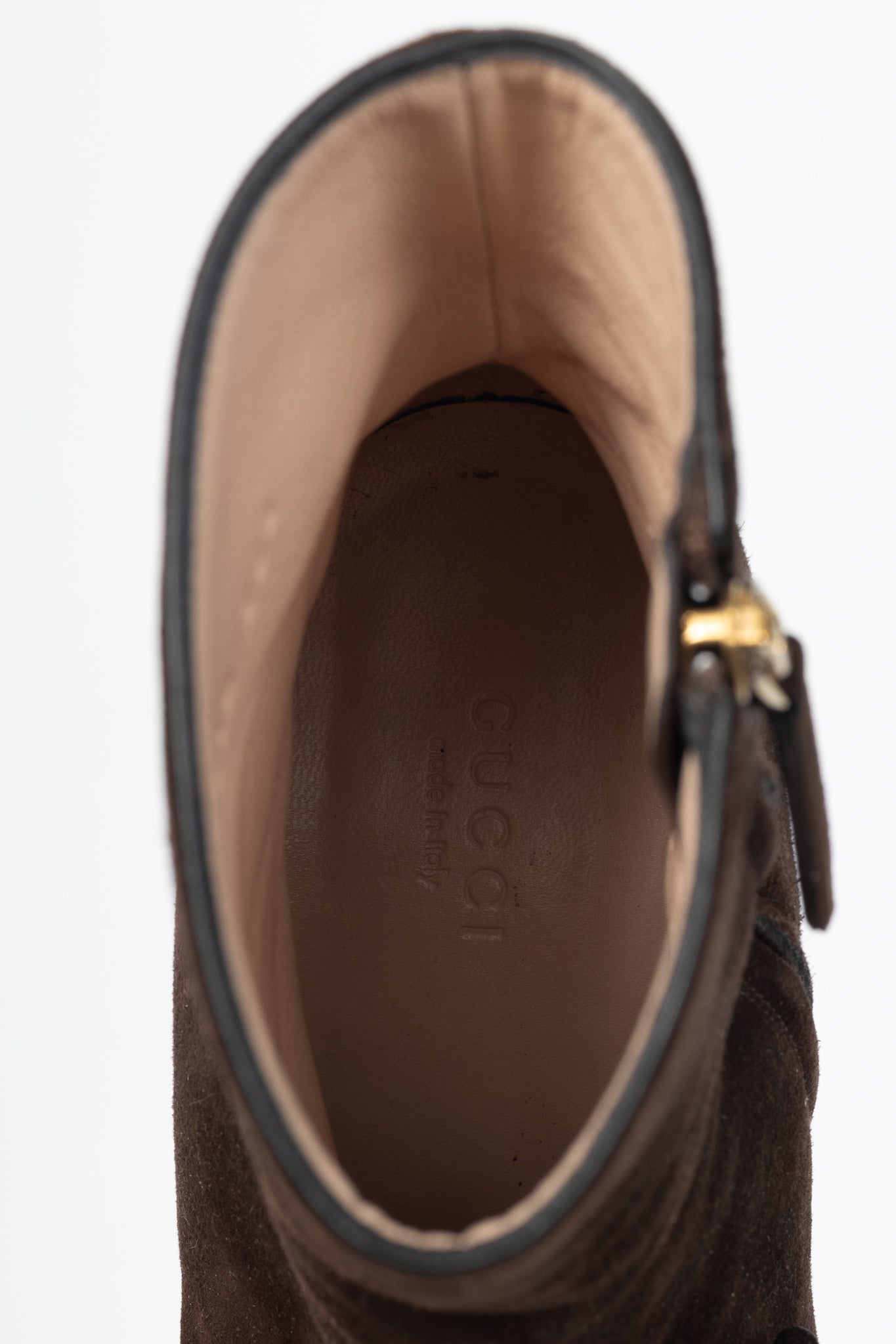 Gucci GG Marmont Chocolate Suede Fringed Ankle Boots