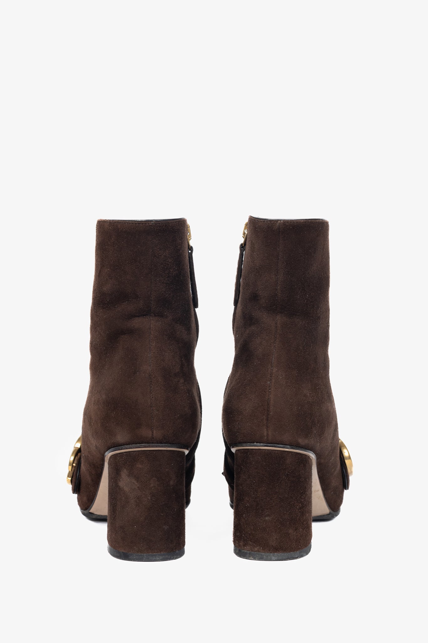 Gucci GG Marmont Chocolate Suede Fringed Ankle Boots
