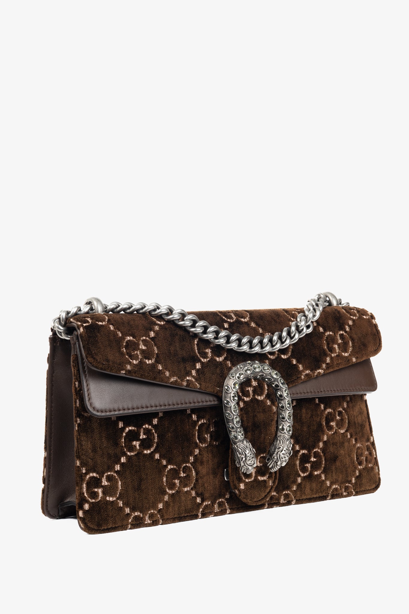 Gucci Dionysus Brown Velvet GG Monogram Medium Shoulder Bag