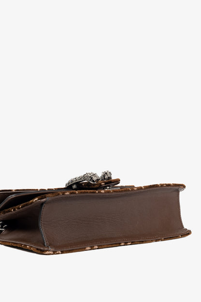 Gucci Dionysus Brown Velvet GG Monogram Medium Shoulder Bag