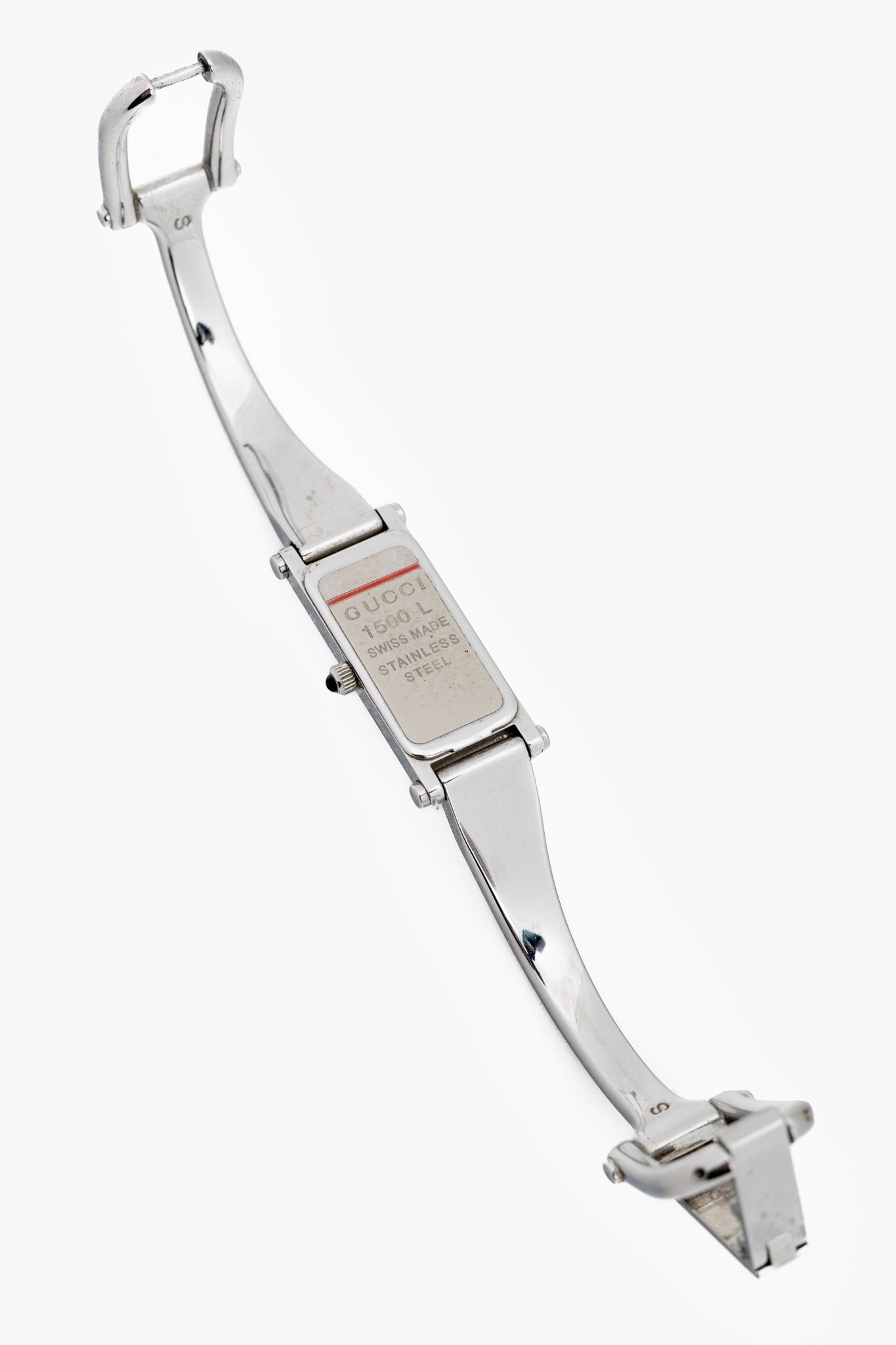 Gucci 1500L Silver-Tone Stainless Steel Rectangle-Face Bangle Watch