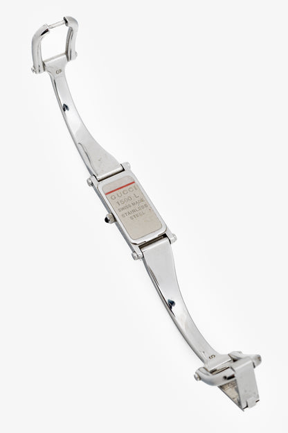 Gucci 1500L Silver-Tone Stainless Steel Rectangle-Face Bangle Watch