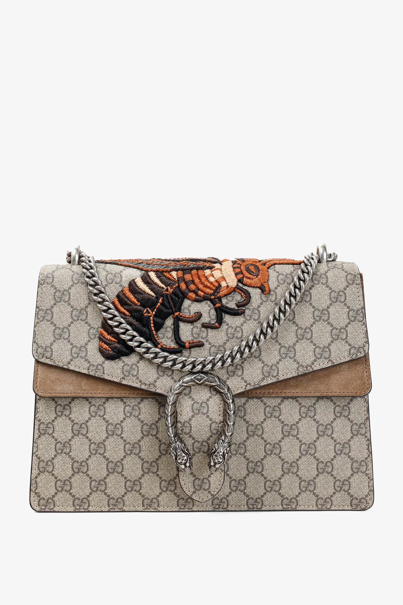 Gucci Dionysus Beige Ebony GG Supreme Monogram Limited Edition Bee Bag