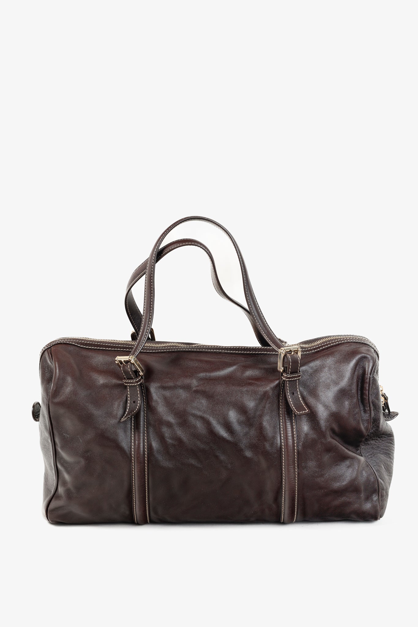 Gucci Britt Boston Web Brown-Leather Bag