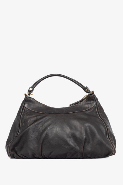 Gucci D-Gold Brown Leather Large Hobo