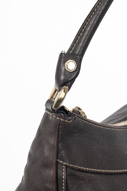 Gucci D-Gold Brown Leather Large Hobo