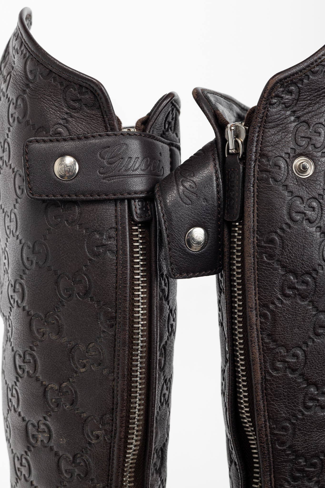 Gucci Maud Chocolate Soft Guccissima Leather Knee-High Riding Boots