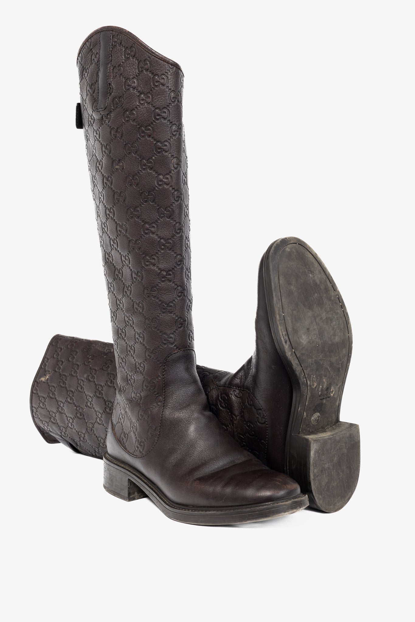 Gucci Maud Chocolate Soft Guccissima Leather Knee-High Riding Boots