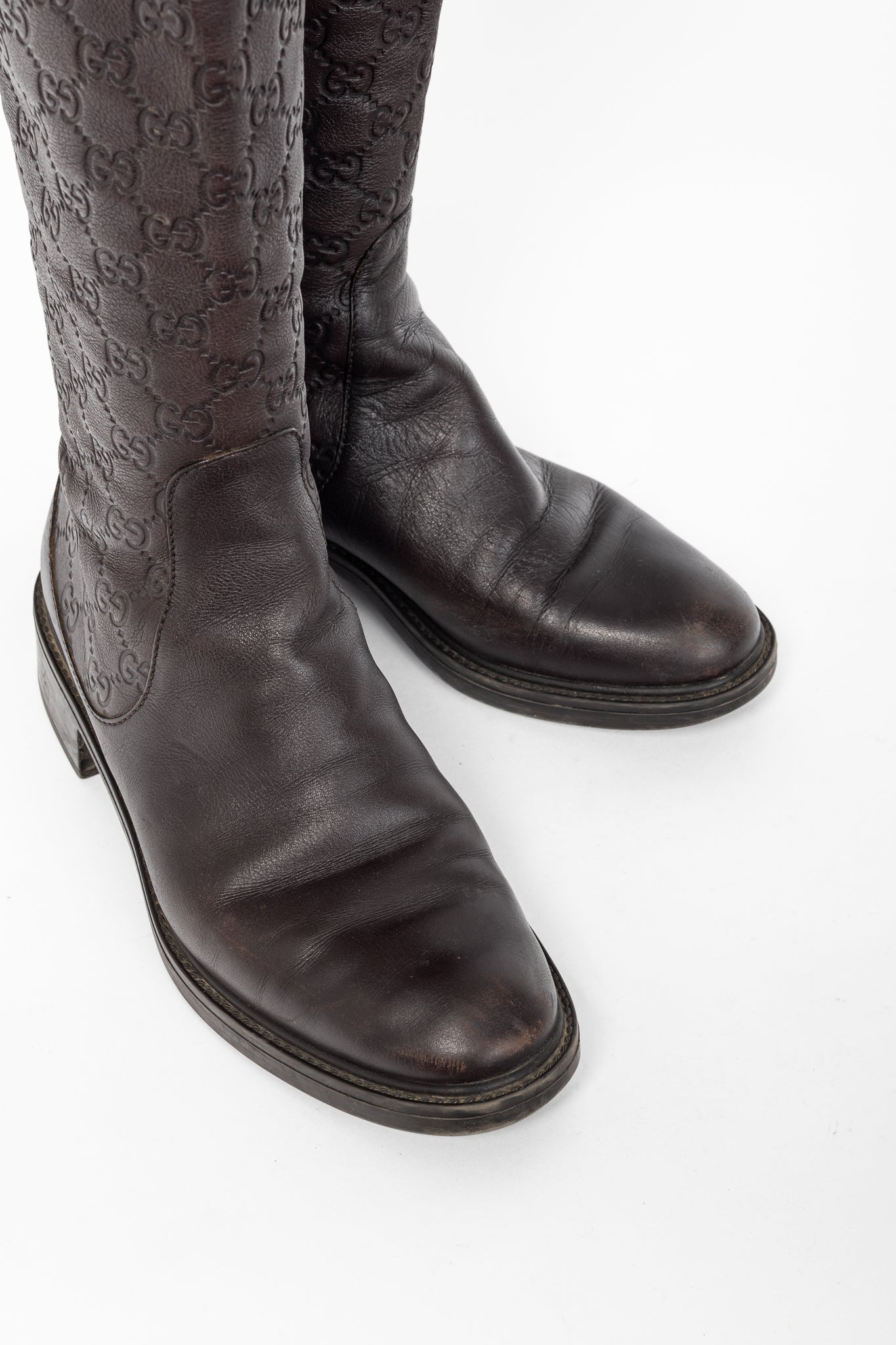 Gucci Maud Chocolate Soft Guccissima Leather Knee-High Riding Boots