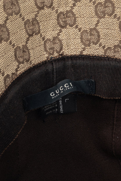 Gucci Beige & Ebony GG Canvas Web Bucket Hat