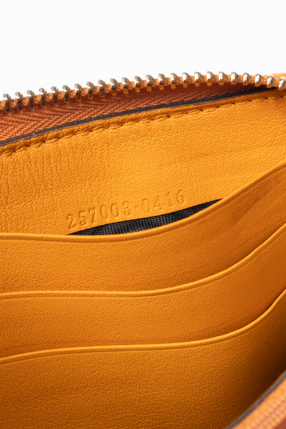 Gucci Beige & Ebony Orange-Trim GG Canvas Bow Wallet