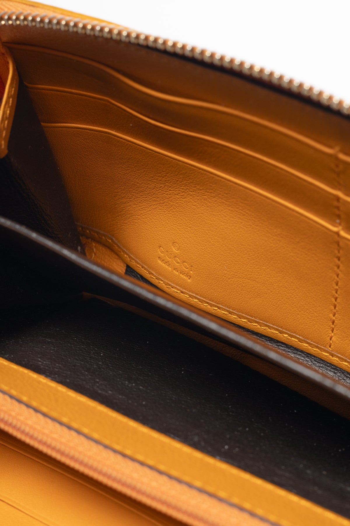 Gucci Beige & Ebony Orange-Trim GG Canvas Bow Wallet
