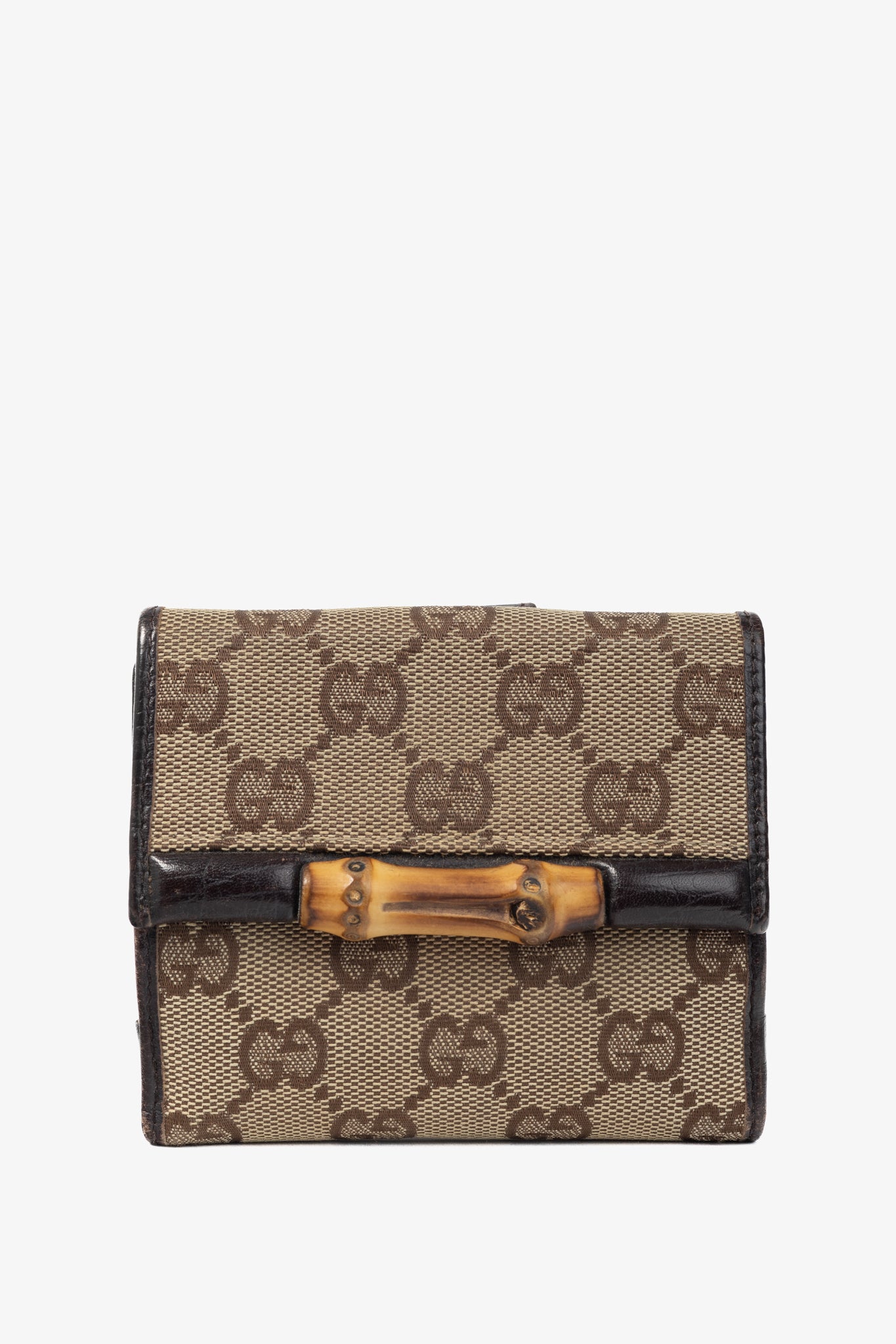 Gucci Beige GG Canvas Bamboo Bifold Wallet