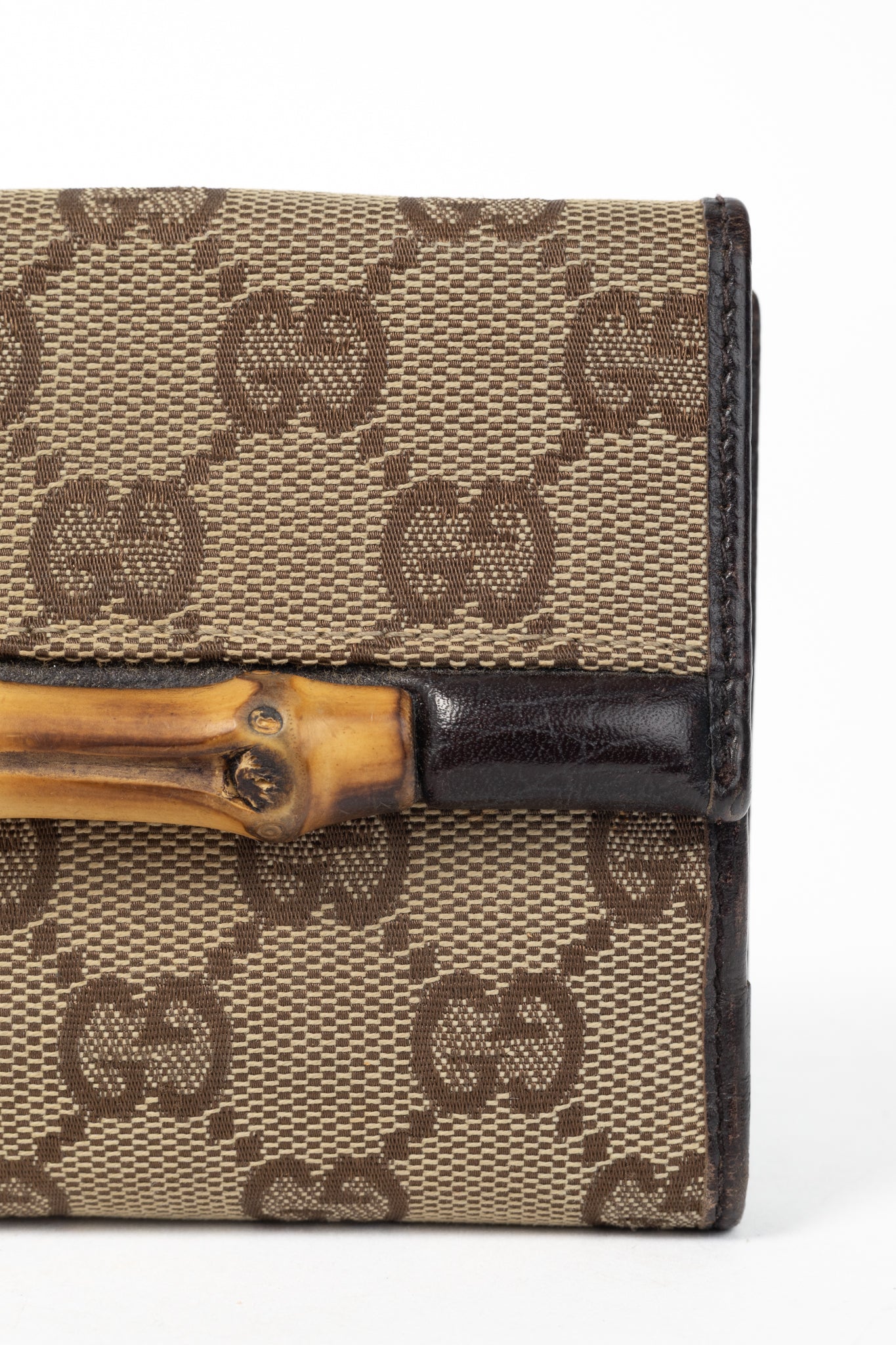 Gucci Beige GG Canvas Bamboo Bifold Wallet