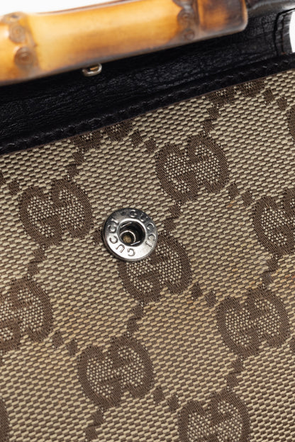 Gucci Beige GG Canvas Bamboo Bifold Wallet