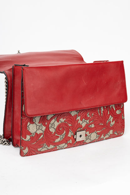 Gucci Dionysus Red Arabesque & GG Supreme Shoulder Bag