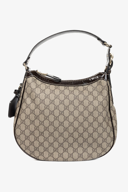 Gucci Beige Coated GG Canvas Patent-Trim Hobo