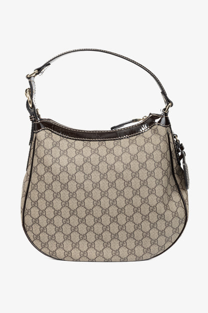 Gucci Beige Coated GG Canvas Patent-Trim Hobo