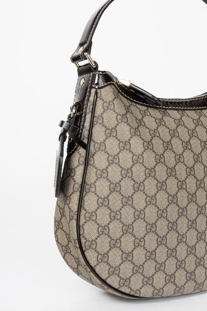 Gucci Beige Coated GG Canvas Patent-Trim Hobo