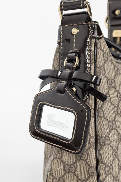 Gucci Beige Coated GG Canvas Patent-Trim Hobo